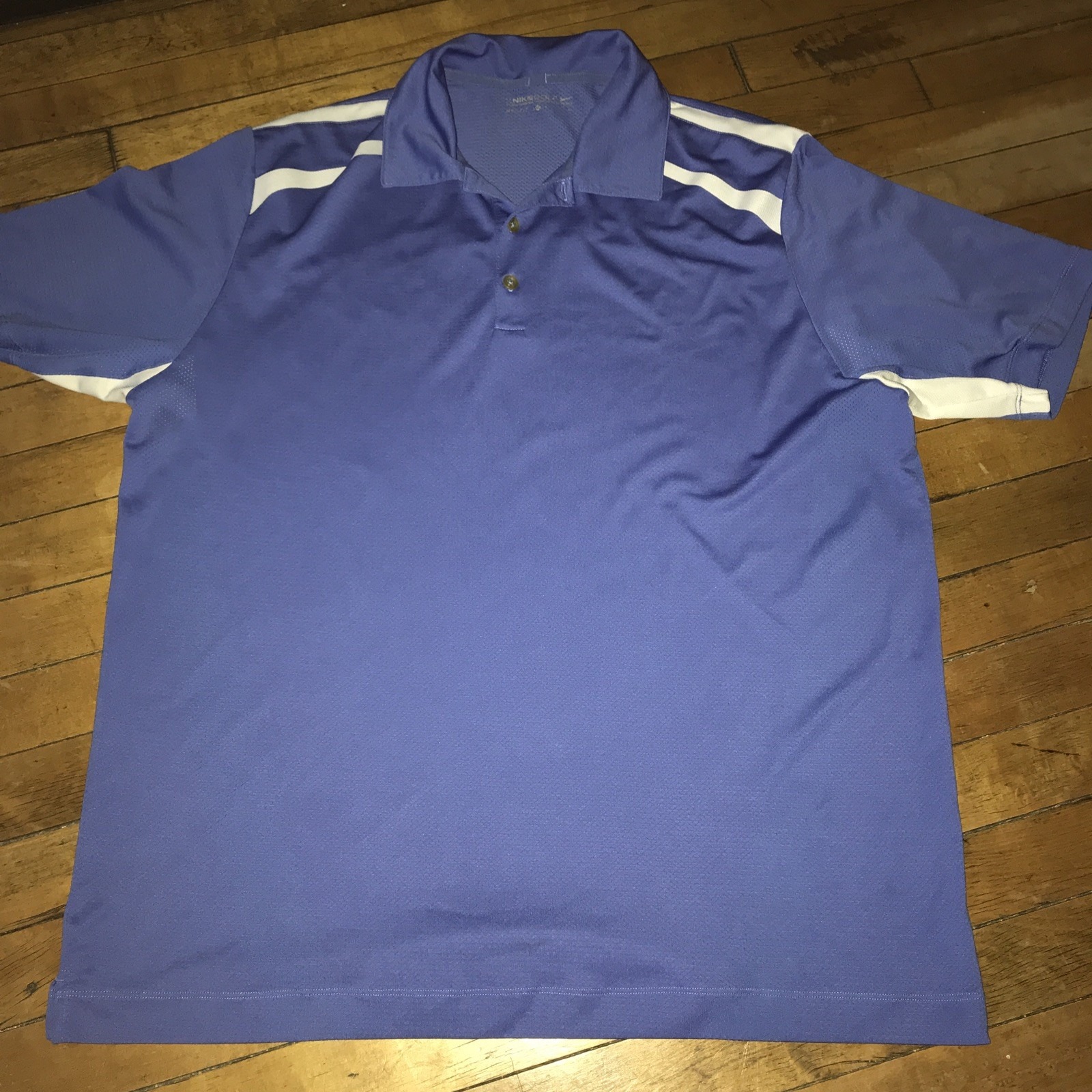 Nike Golf Mens Xl Drifit Light Blue Polo Shirt Short Sleeve White Accents
